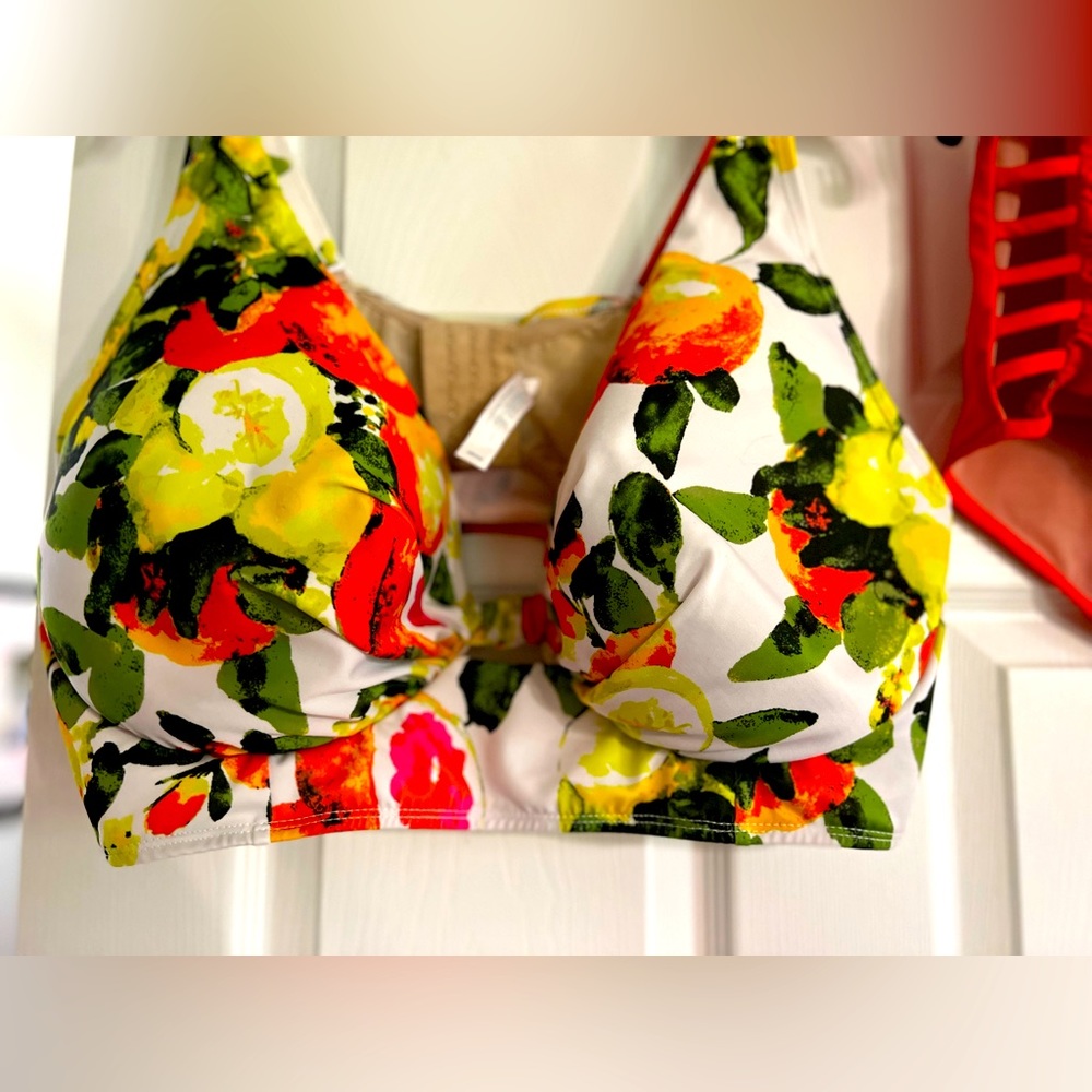 Fruit Print Longline Underwire Swim Top